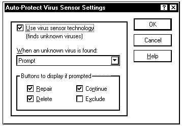 Рис. 3.38. Диалоговая панель Auto-Protect Virus Sensor Settings