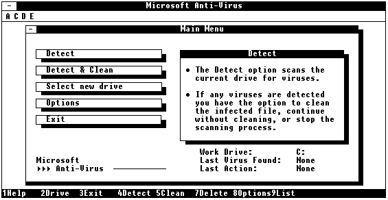 Рис. 3.14. Антивирусная программа Microsoft Anti-Virus для MS-DOS