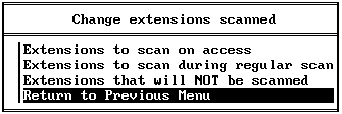 Рис. 4.26. Меню Change extensions scanned, которое появляется при выборе одноименной строки из главного меню программы