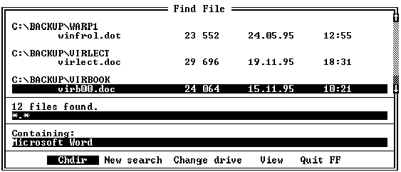 Рис. 6.37. Программа Find File нашла несколько файлов, содержащих указанный контекст