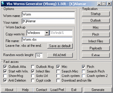 VBS Worms Generator (screenshot)