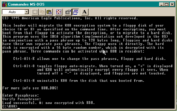 FIG. 1 – Création d’une disquette de boot contenant KOH