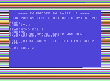 Figure 1. BHP's payload. The text was displayed one character at a time, while the colours of the border cycled.