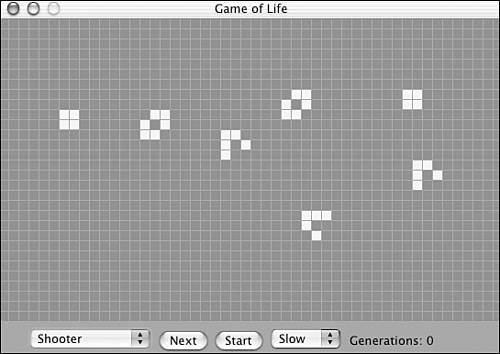 Figure 1.3. Edwin Martin's Game of Life implementation on the Mac using "Shooter" starting structure.