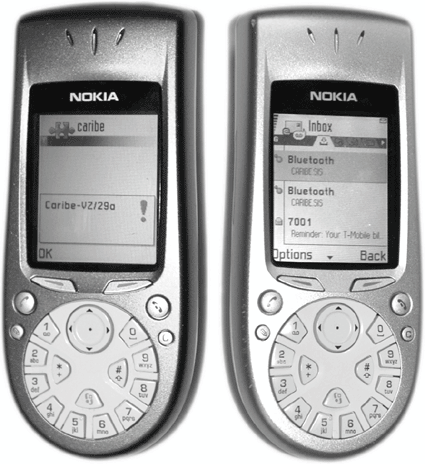 Figure 9.20. The attacker phone is on the left, and the recipient is on the right.