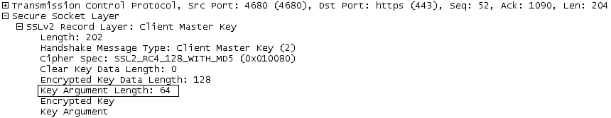 Figure 14.5. A Client Master Key message with a key_arg length set to 64.