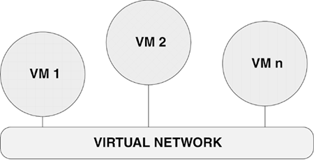 Figure 15.2. A set of virtual machines on a virtual network.