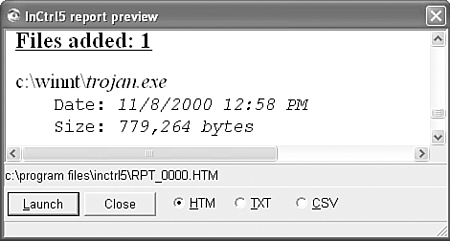 Figure 15.12. InCtrl shows a new file created in the WINNT folder.